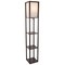 Etagere Dark Floor Lamp Fabric Shade Ambient Led Light 3 Shelves Decor Elegant